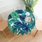 Tropical Tablecloth Round 60 Inches for Summer Green Hawaiian Palm Leaf Round Tablecloth Polyester Washable Circle Table Cover Table Cloth for Kitchen Dining Room Picnic Patio Wedding Party